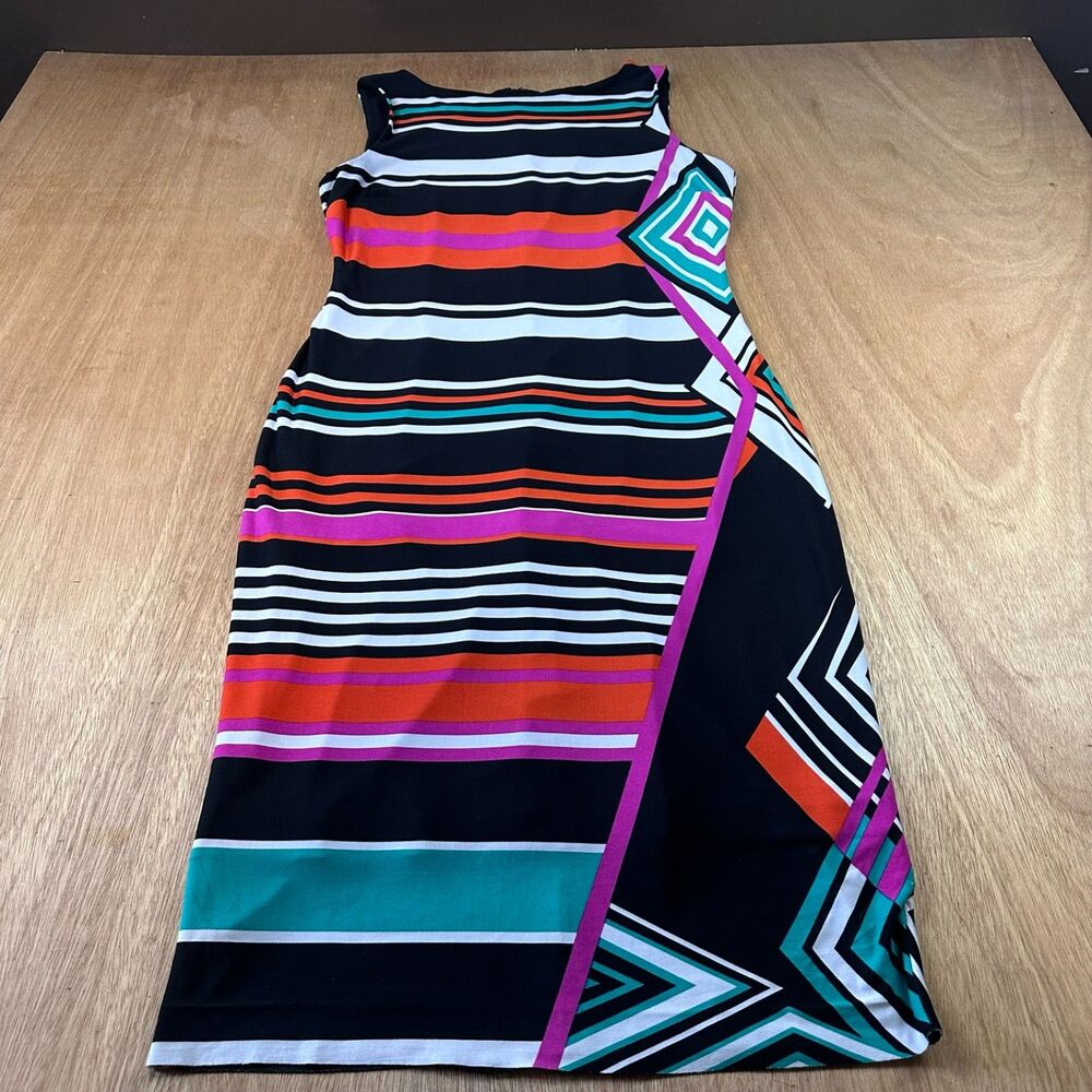Cache Geometric Colorblock Sheath Dress Size 10 Sleeveless Lined